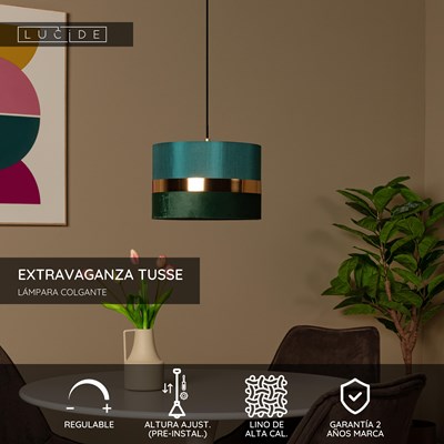 Lucide EXTRAVAGANZA TUSSE - Lámpara colgante - Ø 30 cm - 1xE27 - Verde